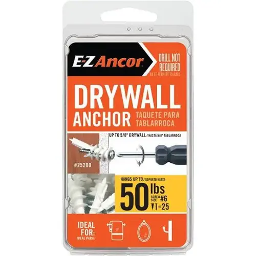 【nak】ANCHOR CX6 E-Z Ancor 25200-XCP6 Twist-N-Lock 50 lbs. Drywall Anchors with