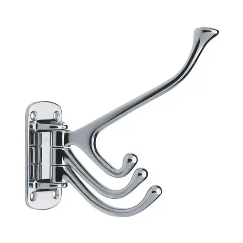 Tri-Hook with Hinge, Polished Chrome Finish Tri-Hook with Hinge, Polished Chrome Finish