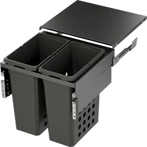 WASH Space XX Double 46.5QT Full Height Hamper System for 22-1/2" Cabinet Opening, Carbon Steel Gray WASH Space XX Double 46.5QT Full Height Hamper System for 22-1/2" Cabinet Opening, Carbon Steel Gray