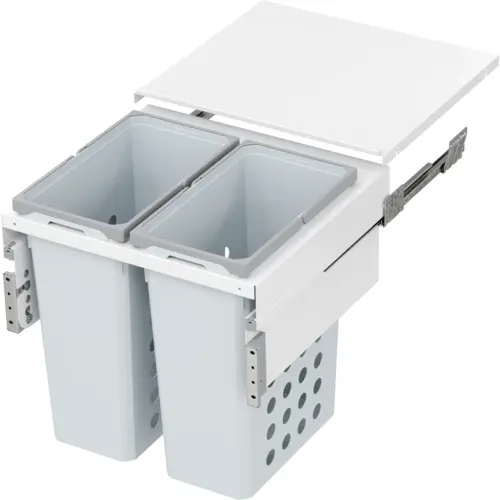 WASH Space XX Double 46.5QT Full Height Hamper System for 22-1/2" Cabinet Opening, White WASH Space XX Double 46.5QT Full Height Hamper System for 22-1/2" Cabinet Opening, White