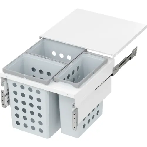 WASH Space XX Triple 31QT/22QT Under-Drawer Hamper System for 22-1/2" Cabinet Opening, White WASH Space XX Triple 31QT/22QT Under-Drawer Hamper System for 22-1/2" Cabinet Opening, White
