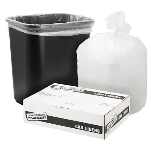 Can Liner 33 Gal. 9 Mic High-Density, Natural, 33" X 38" - pack of 500 Can Liner 33 Gal. 9 Mic High-Density, Natural, 33" X 38" - pack of 500