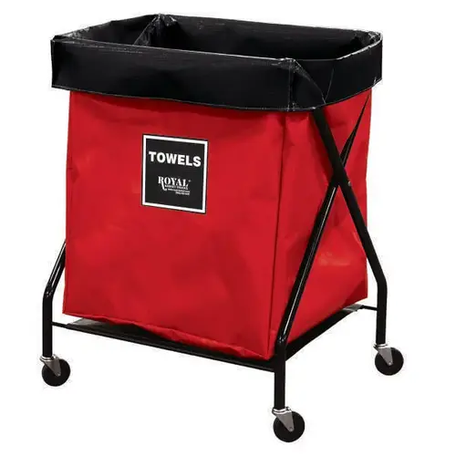 8 Bushel X-Frame Cart & Red Vinyl Bag Labeled Towels 8 Bushel X-Frame Cart & Red Vinyl Bag Labeled Towels