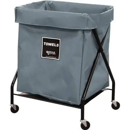 8 Bushel X-Frame Cart & Gray Vinyl Bag Labeled Towels 8 Bushel X-Frame Cart & Gray Vinyl Bag Labeled Towels