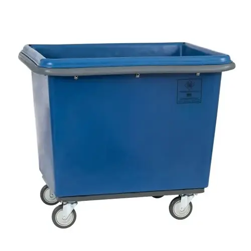 Products 14 Bushel Poly Cube Truck W/ Bumper, Steel Base, All Swivel Casters, Blue Products 14 Bushel Poly Cube Truck W/ Bumper, Steel Base, All Swivel Casters, Blue