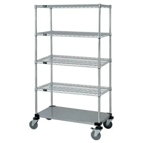 4-Wire/1 Solid Shelf Mobile Cart 24w X 48l X 80h Inch - Chrome 4-Wire/1 Solid Shelf Mobile Cart 24w X 48l X 80h Inch - Chrome