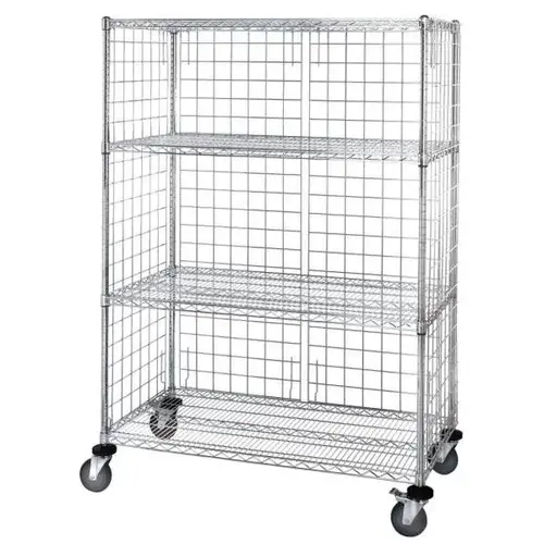 Wire 4-Shelf Cart With Enclosure Panels 24w X 60l X 69h Inch - Chrome Wire 4-Shelf Cart With Enclosure Panels 24w X 60l X 69h Inch - Chrome