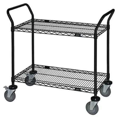 2-Shelf Black Epoxy Wire Utility Cart 18w X 42l X 37-1/2h Inch 2-Shelf Black Epoxy Wire Utility Cart 18w X 42l X 37-1/2h Inch
