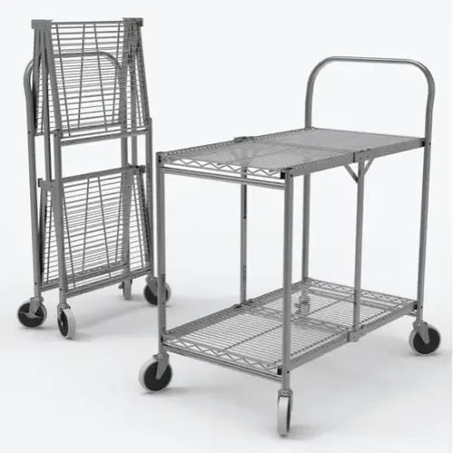 37 X 18.25 Two-Shelf Collapsible Wire Utility Cart 37 X 18.25 Two-Shelf Collapsible Wire Utility Cart