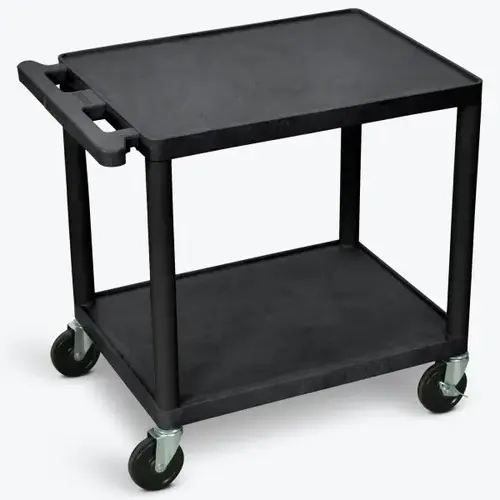 18" X 24" 2-Flat Shelf A/V Cart In Black, Electric 18" X 24" 2-Flat Shelf A/V Cart In Black, Electric