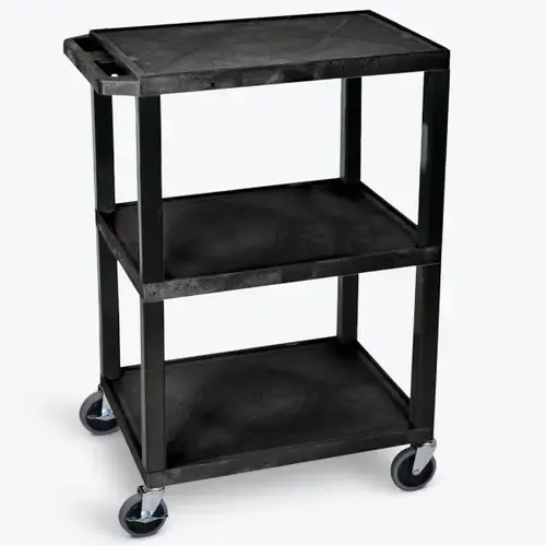 18" X 24" 3-Flat Shelf Tuffy Utility Cart In Black 18" X 24" 3-Flat Shelf Tuffy Utility Cart In Black
