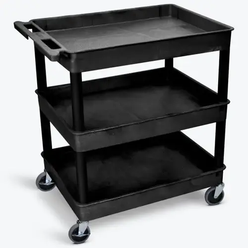 24" X 32" 3-Tub Shelf Utility Cart In Black 24" X 32" 3-Tub Shelf Utility Cart In Black