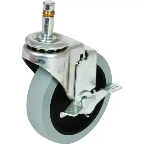 3" Gray Non-Marking Rubber Swivel Caster With Brake-Friction Ring Stem 3" Gray Non-Marking Rubber Swivel Caster With Brake-Friction Ring Stem