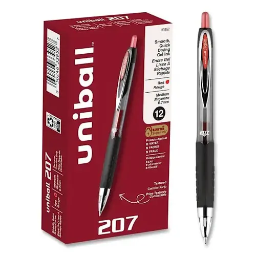 Signo 207 Gel Pen 0.7 Mm Red Ink Smoke/Black/Red Brl - pack of 12 Signo 207 Gel Pen 0.7 Mm Red Ink Smoke/Black/Red Brl - pack of 12