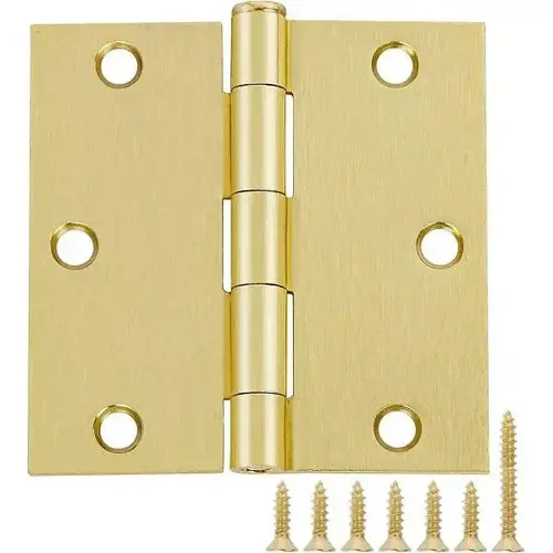 3 In. X 3 In. Plain Bearing Steel Hinges Square (Brass) - pack of 2 3 In. X 3 In. Plain Bearing Steel Hinges Square (Brass) - pack of 2