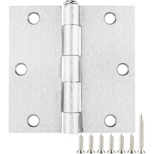 3 In. X 3 In. Plain Bearing Steel Hinges (Satin Nickel) - pack of 2 3 In. X 3 In. Plain Bearing Steel Hinges (Satin Nickel) - pack of 2