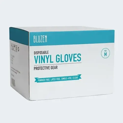Bluzen Vinyl Disposable Gloves, 4 Mil, Clear, Medium - pack of 1000 Bluzen Vinyl Disposable Gloves, 4 Mil, Clear, Medium - pack of 1000