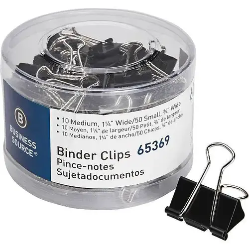 Assorted Binder Clips Small And Medium Black - pack of 60 Assorted Binder Clips Small And Medium Black - pack of 60