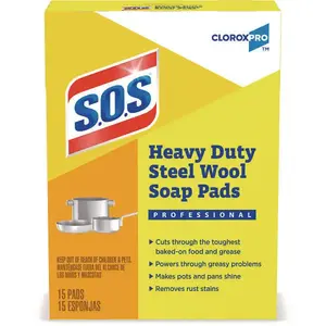 SOS 88320CT Steel Wool Soap Pads, 2.4 X 3, Steel, 15 Pads/Box - pack of 180