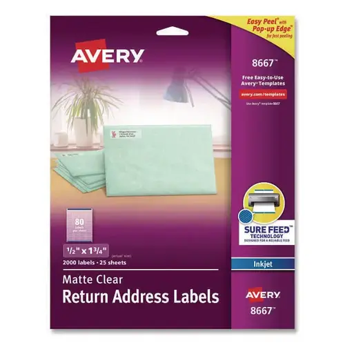Matte Clear Mail Label-Sure Feed Tech Inkjet Printer .5x1. - pack of 25 Matte Clear Mail Label-Sure Feed Tech Inkjet Printer .5x1. - pack of 25