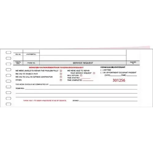 Maintenance Required Pegboard Form - pack of 300 Maintenance Required Pegboard Form - pack of 300