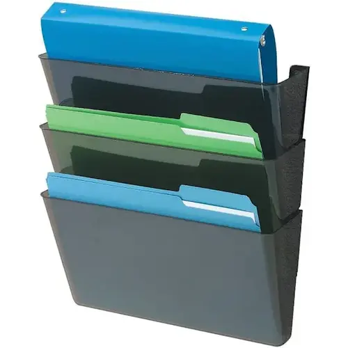 Ez Link Docupocket 3 Pockets 7" X 13" X 4" Stackable Plastic Black - pack of 3 Ez Link Docupocket 3 Pockets 7" X 13" X 4" Stackable Plastic Black - pack of 3