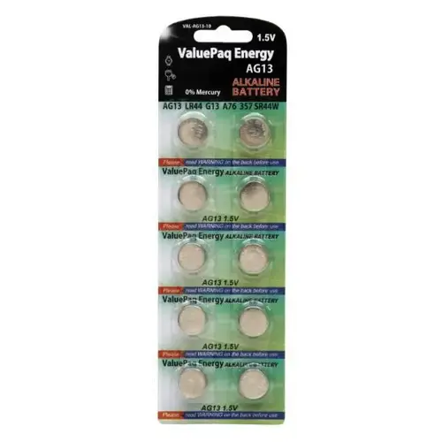 1.5 Volt Alkaline Ag13 Watch Battery, Val-Ag13-10 - pack of 10 1.5 Volt Alkaline Ag13 Watch Battery, Val-Ag13-10 - pack of 10