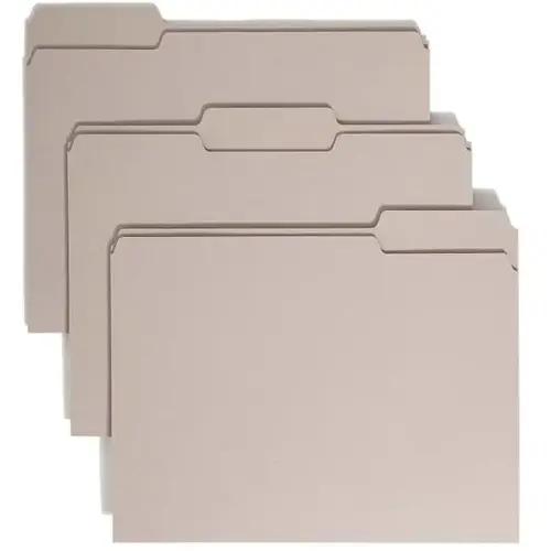 Colored 1/3 Tab Letter File Folder 8.5" X 11" Gray - pack of 100 Colored 1/3 Tab Letter File Folder 8.5" X 11" Gray - pack of 100
