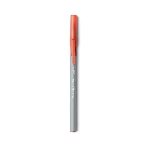 Round Grip Ballpoint Pen M 1.2 Mm Red Ink Gray/Red Barrel - pack of 12 Round Grip Ballpoint Pen M 1.2 Mm Red Ink Gray/Red Barrel - pack of 12
