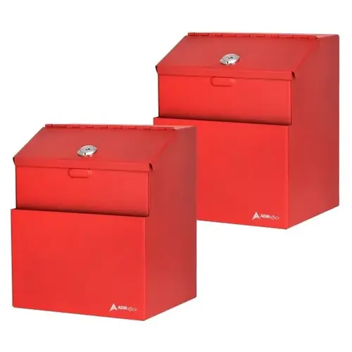 Adir Office ADI631-01-RED-2pk Wall Mount Steel Locking Suggest Drop Box ...