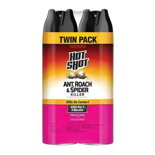 Hot Shot Ant, Roach & Spider Insect Killer Aerosol Spray Fresh Floral Scent - Twin Pack - Thumbnail 3