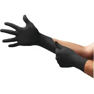 MIDKNIGHT MK-296-M Medium Black 4.7 Mil. Powder-Free Nitrile Disposable Gloves - pack of 100