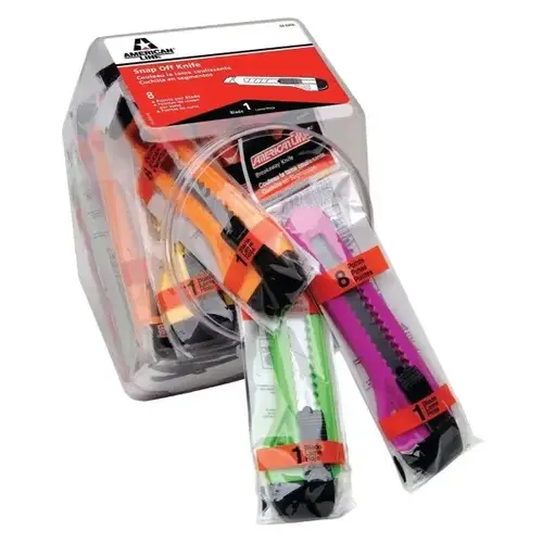 66-0456 18mm 8pt Neon Snap Off Knife Bucket - pack of 25 66-0456 18mm 8pt Neon Snap Off Knife Bucket - pack of 25