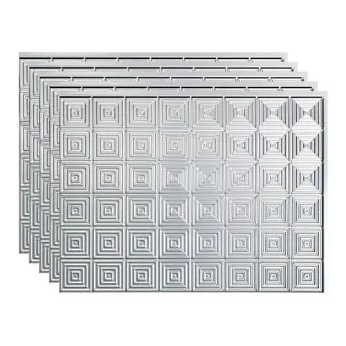 18x24 Miniquattro Vinyl Backsplash Panel, Brushed Aluminum - pack of 5 18x24 Miniquattro Vinyl Backsplash Panel, Brushed Aluminum - pack of 5