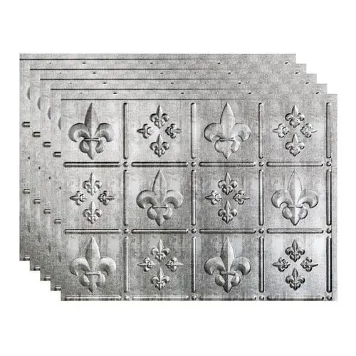 18x24 Fleur De Lis Backsplash Panel, Crosshatch Silver - pack of 5 18x24 Fleur De Lis Backsplash Panel, Crosshatch Silver - pack of 5