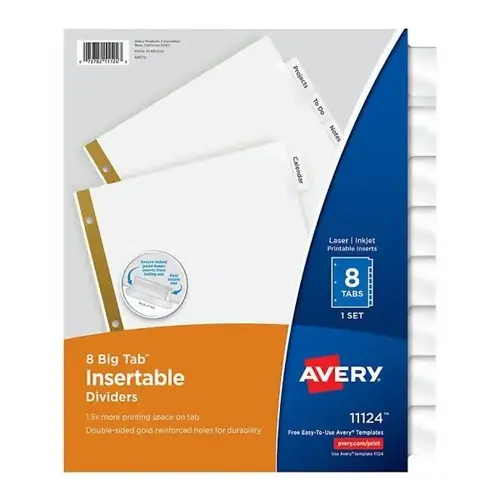 Big Tab Insertable Divider - pack of 8 Big Tab Insertable Divider - pack of 8