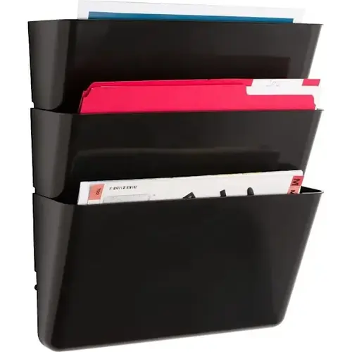 Wall File Pocket 14.75" X 13.13" X 4.25" Black - pack of 3 Wall File Pocket 14.75" X 13.13" X 4.25" Black - pack of 3