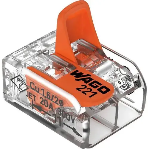 Wago Lever Nuts 2 Wire Conductor Compact Connectors - pack of 50 Wago Lever Nuts 2 Wire Conductor Compact Connectors - pack of 50