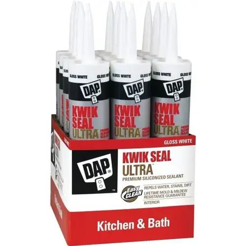 10.1 Oz Kwik Seal Ultra Premium Siliconized Sealant (White) (12-Count) - pack of 12 10.1 Oz Kwik Seal Ultra Premium Siliconized Sealant (White) (12-Count) - pack of 12
