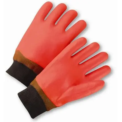 Large Orange Polyvinyl Chloride Cold Weather Glove W/knit Wrist, 3 Pair - pack of 3 Large Orange Polyvinyl Chloride Cold Weather Glove W/knit Wrist, 3 Pair - pack of 3