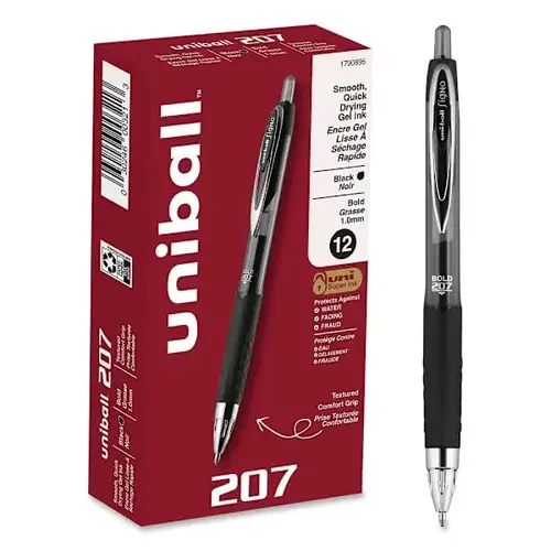 Signo 207 Gel Pen Bold 1 Mm Black Ink Smoke/Black Brl - pack of 12 Signo 207 Gel Pen Bold 1 Mm Black Ink Smoke/Black Brl - pack of 12