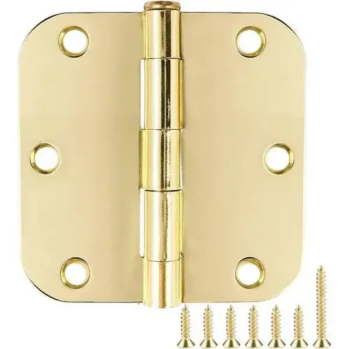 3.5 In. X 3.5 In. Steel Hinge 5/8 In. Radius (Satin Brass) - pack of 2 3.5 In. X 3.5 In. Steel Hinge 5/8 In. Radius (Satin Brass) - pack of 2