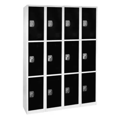 72 In. X 12 In. 3-Compartment Steel Locker Black - pack of 4 72 In. X 12 In. 3-Compartment Steel Locker Black - pack of 4