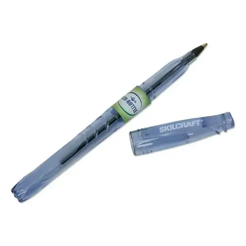Recycled Water Bottle Stick Pens, 0.5 Mm, Black, Clear - pack of 12 Recycled Water Bottle Stick Pens, 0.5 Mm, Black, Clear - pack of 12