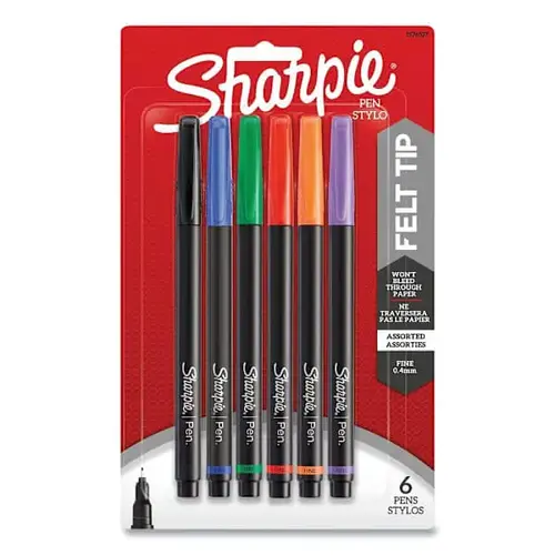 Water-Resistant Ink Porous Point Fine 0.4 Mm Asst Ink/Barrl - pack of 6 Water-Resistant Ink Porous Point Fine 0.4 Mm Asst Ink/Barrl - pack of 6