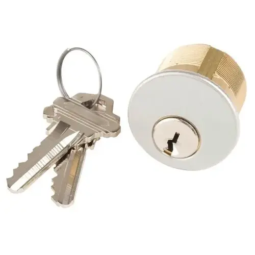 Mortise Cylinder 1 Satin Chrome White - pack of 6 Mortise Cylinder 1 Satin Chrome White - pack of 6