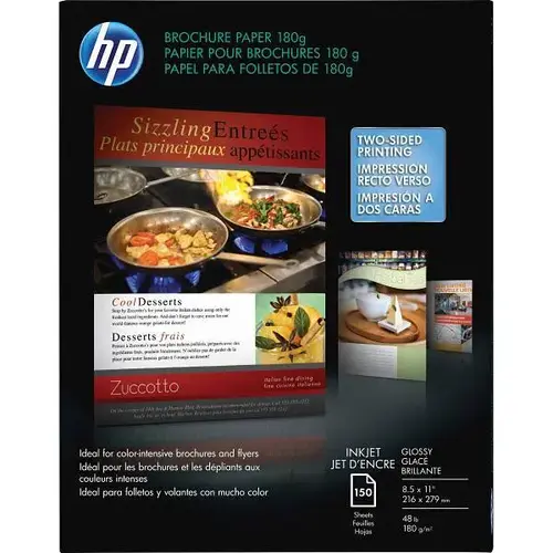 Glossy Brochure Inkjet Paper 8.5x11" 48 Lb Basis Weight Glossy - pack of 150 Glossy Brochure Inkjet Paper 8.5x11" 48 Lb Basis Weight Glossy - pack of 150