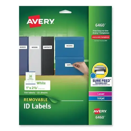 Removable Multi-Use Labels Inkjet/Laser Printer 1x2.63 White - pack of 25 Removable Multi-Use Labels Inkjet/Laser Printer 1x2.63 White - pack of 25