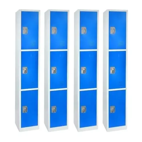 72 In. X 12 In. 3-Compartment Steel Locker Blue - pack of 4 72 In. X 12 In. 3-Compartment Steel Locker Blue - pack of 4