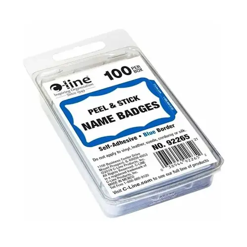 Self-Adhesive Color Border Name Badges 3.5" X 2.25" Blue - pack of 100 Self-Adhesive Color Border Name Badges 3.5" X 2.25" Blue - pack of 100
